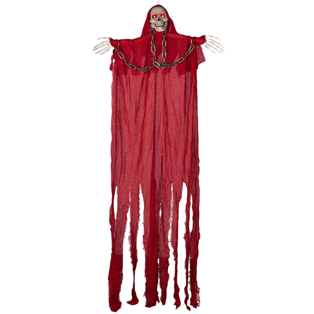 Hanging Grim Reaper Skeleton Glow in Dark Outdoor Halloween Prop Halloween Hanging Prop Oasis Select red