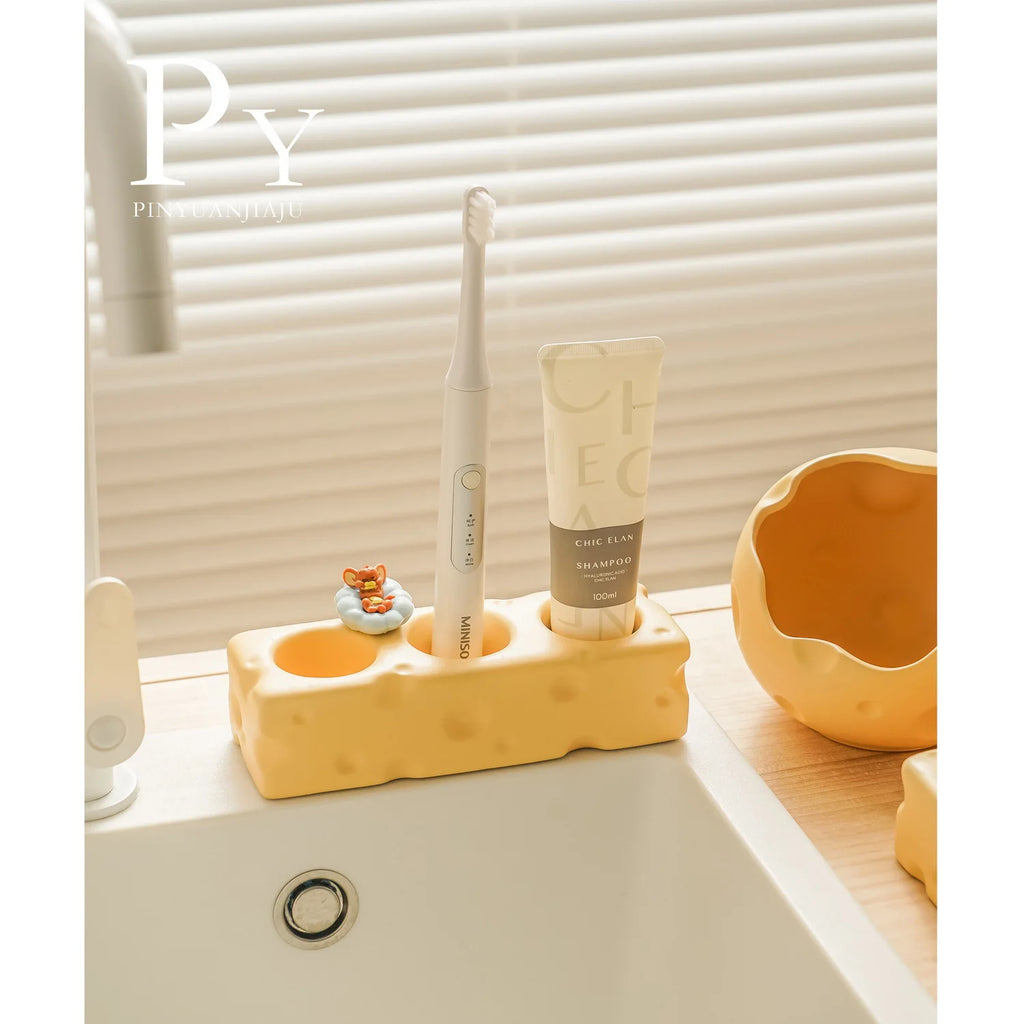 Ceramic Cheese Soap Box Draining Creative Home Daily Toilet Bathroom Washstand Light Luxury High-grade Soap Box Oasis Select