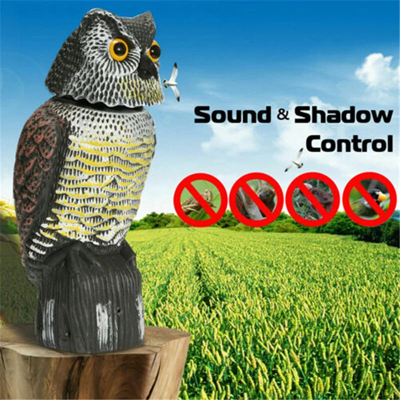 Realistic bird scarer rotating head sound owl prowler decoy protection repellent Oasis Select