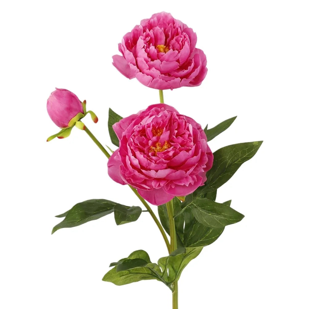 3-Head Real Touch Artificial Peony Stems | Lifelike Faux Flowers