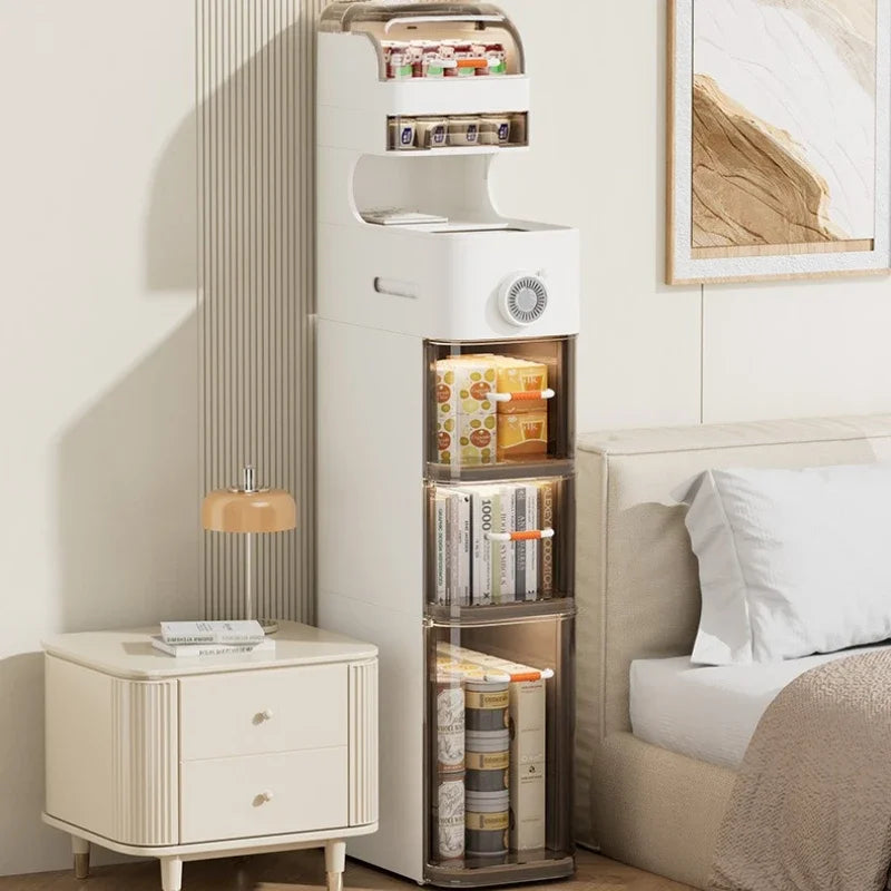 Multi-functional Drawer Type Crevice Cabinet, Kitchen Storage Rack, Bathroom, Narrow Slit With Light, Dust-proof Storage Cabinet Oasis Select