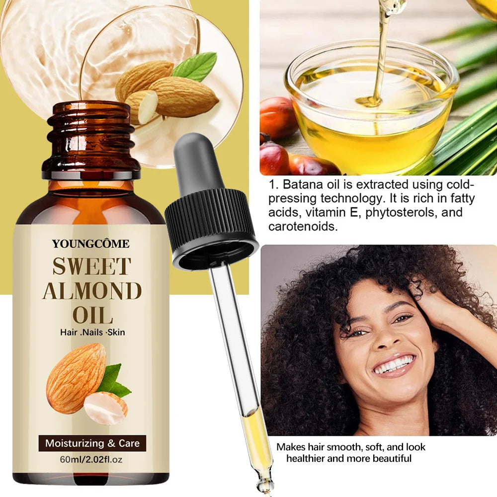 Sweet Almond Oil, Cold Pressed Pure Nourishing Moisturizing for Hair Skin Lightweight Hair Oil Pure, Multi-Purpose Body Face Oil Oasis Select