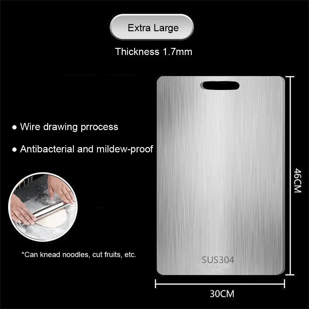 Stainless Steel Panel and Chopping Board Kitchen Household Thickened Double Sided Cutting Board Block Kneading Dough Board Oasis Select 46x30cm