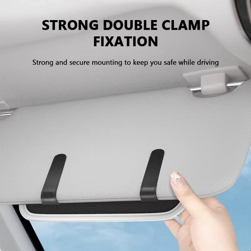 PU Leather Car Sun Visor Sunglasses Holder & Eyeglass Case
