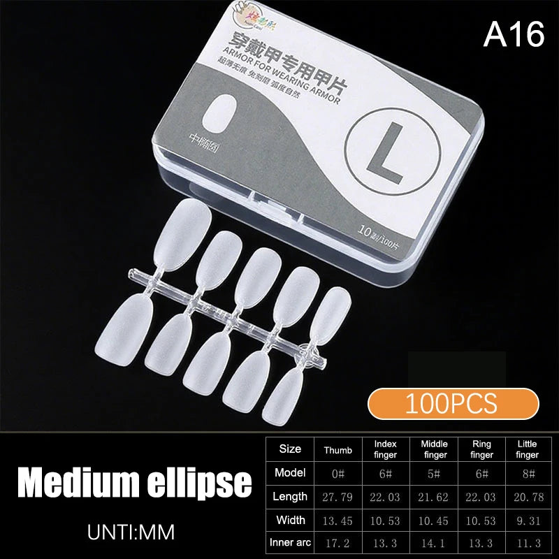 100pcs Clear Press-On Nail Tips – Full Cover Ultra-Thin False Nails