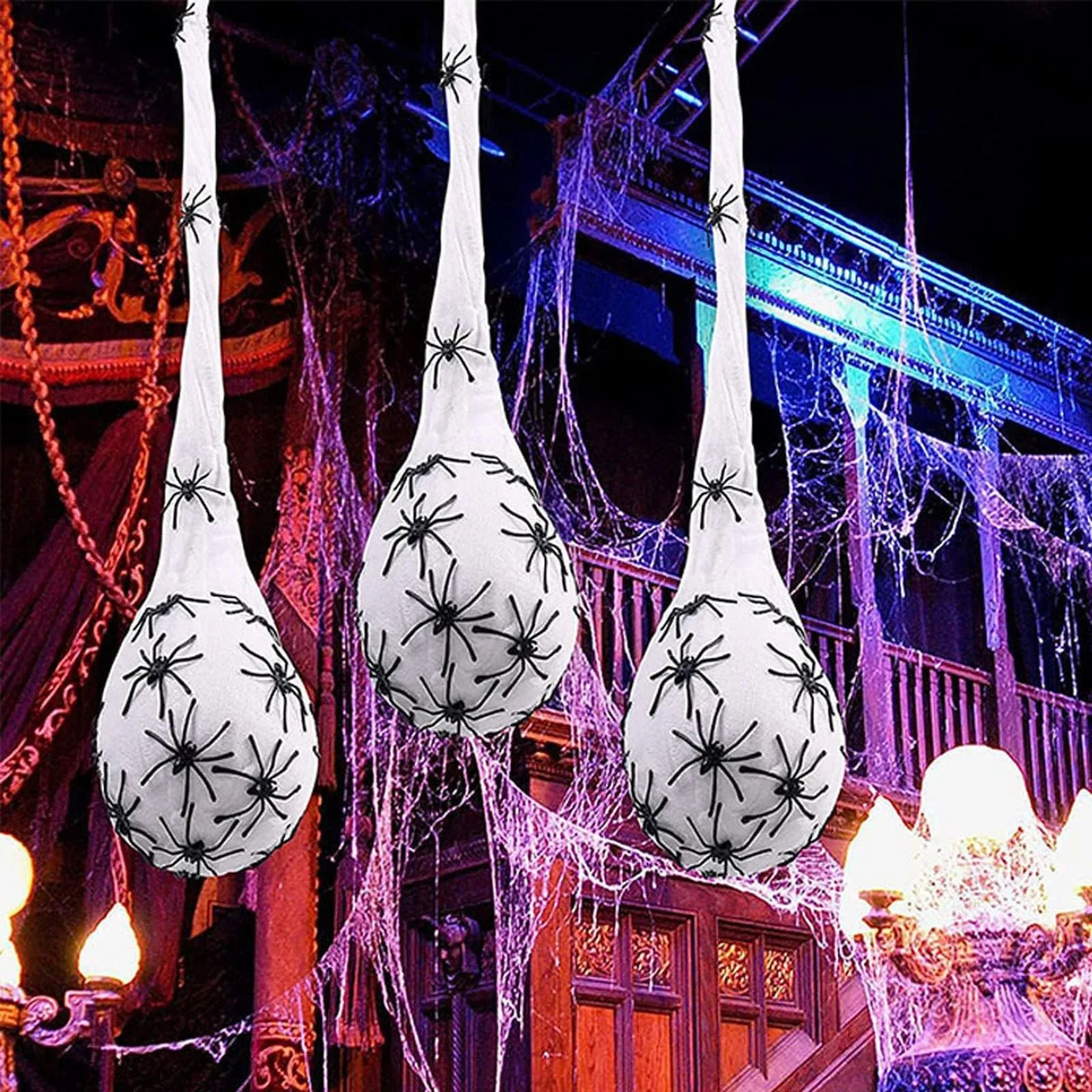 3-Pack LED Halloween Spider Egg Sacs – Glowing Hanging Decor Halloween Hanging Decor Oasis Select