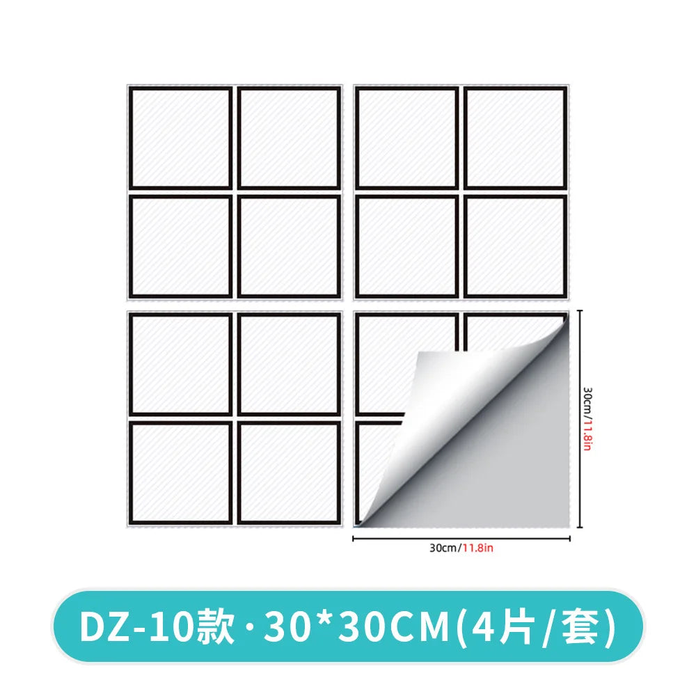Kitchen Bathroom Oil Waterproof Non-slip Twill Floor Paste Bathroom Bedroom Living Room DIY Floor Paste Stickers Oasis Select DZ-10 30cmx30cm(4pcs-1set)