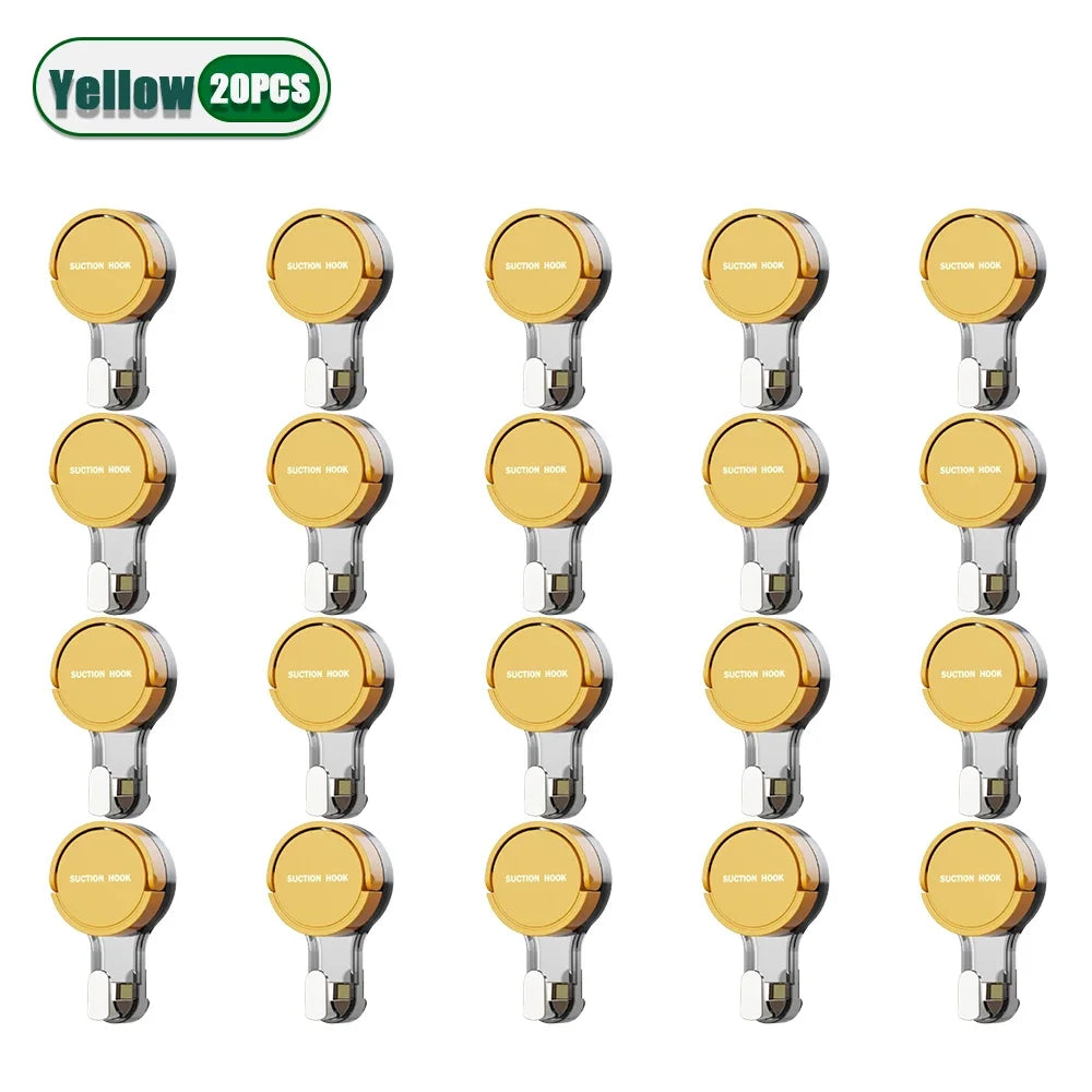 1-30PCS Suction Cup Hook Reusable Stronge Vacuum Bathroom Suction Cup Hooks Waterproof Towel Rack Clothes Hanger Hook Accessor Oasis Select Yellow-20PCS