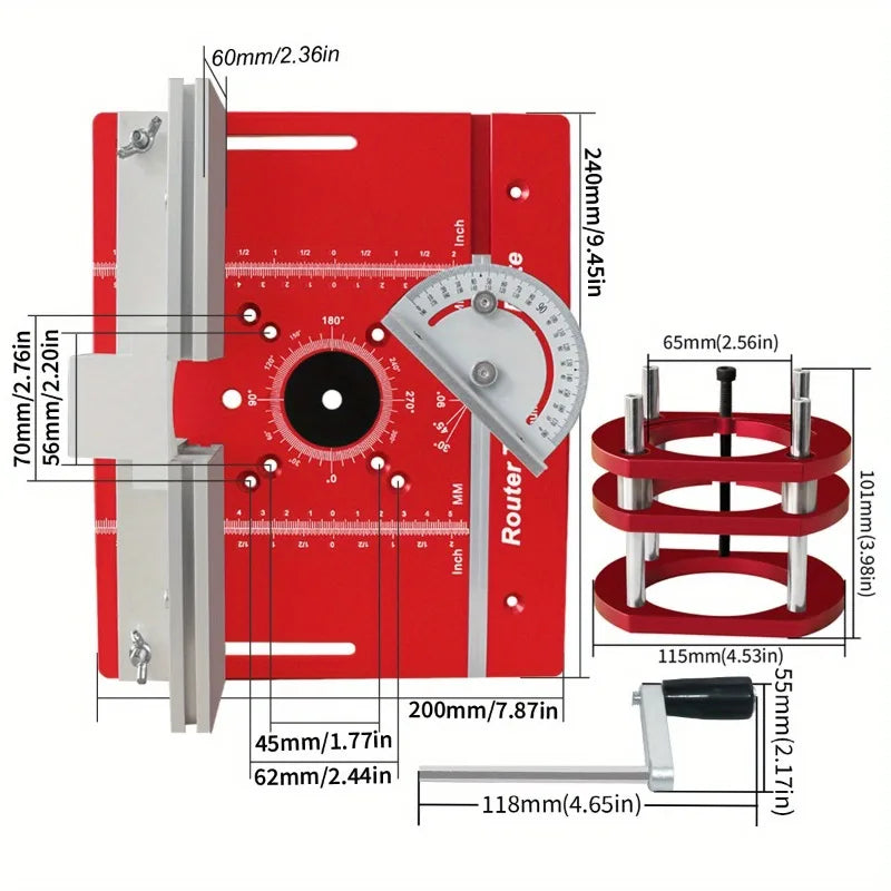 JUSTINLAU Metric and Imperial Scale C8 Aluminum Alloy Electric Wood Milling Inverted Lifting Trimming Machine Milling Table Oasis Select