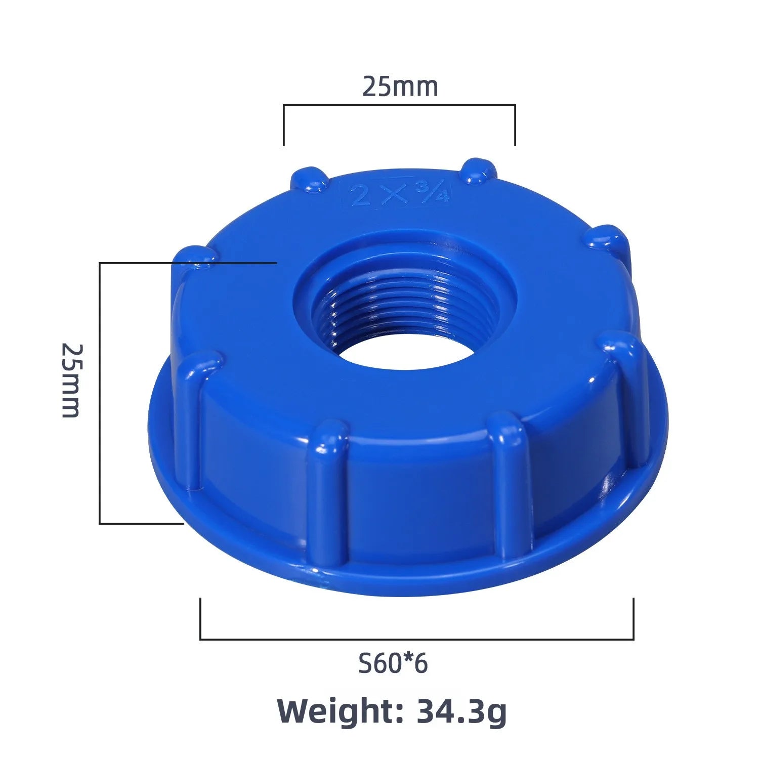 1Pc Durable IBC Tank Adapter - S60x6 Coarse Threaded Cap (60mm Female Thread) to 1/2", 3/4", 1" Connector Oasis Select E