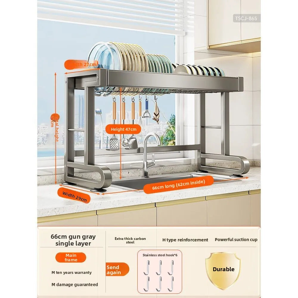 Dish Storage Rack Kitchen Sink Shelf Dish Drain Rack Sink Dish Shelf Oasis Select 66-Single-6