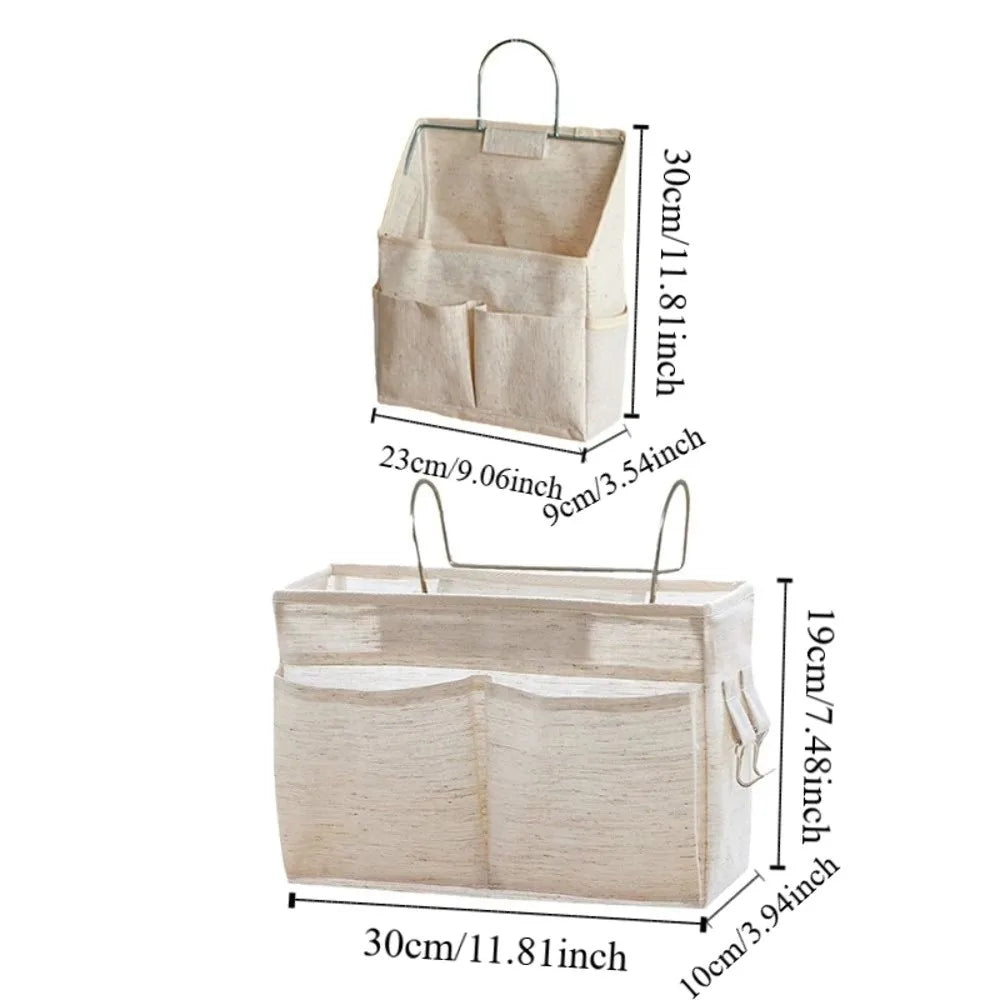 Hanging Storage Bag with Pockets | Cotton Linen Wall Organizer