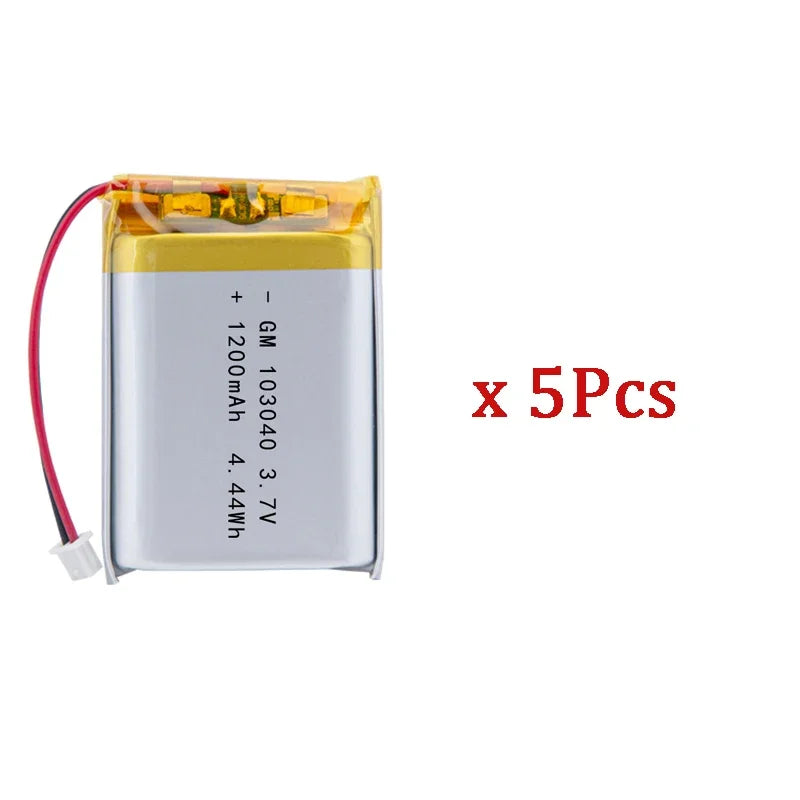 103040 3.7v 1200mAh High Capacity Li-ion Lipo Cells Lithium Li-Po Polymer Rechargeable Battery For Bluetooth GPS MP3 Recorder Oasis Select 5Pcs