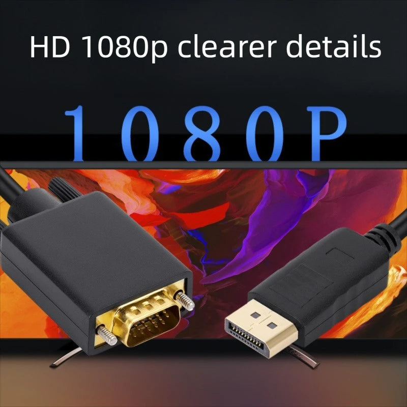 DisplayPort to VGA Cable DisplayPort to VGA Adapter Conversion HD Video Cable For TV Monitor Laptop Computer Projector 1080P Oasis Select