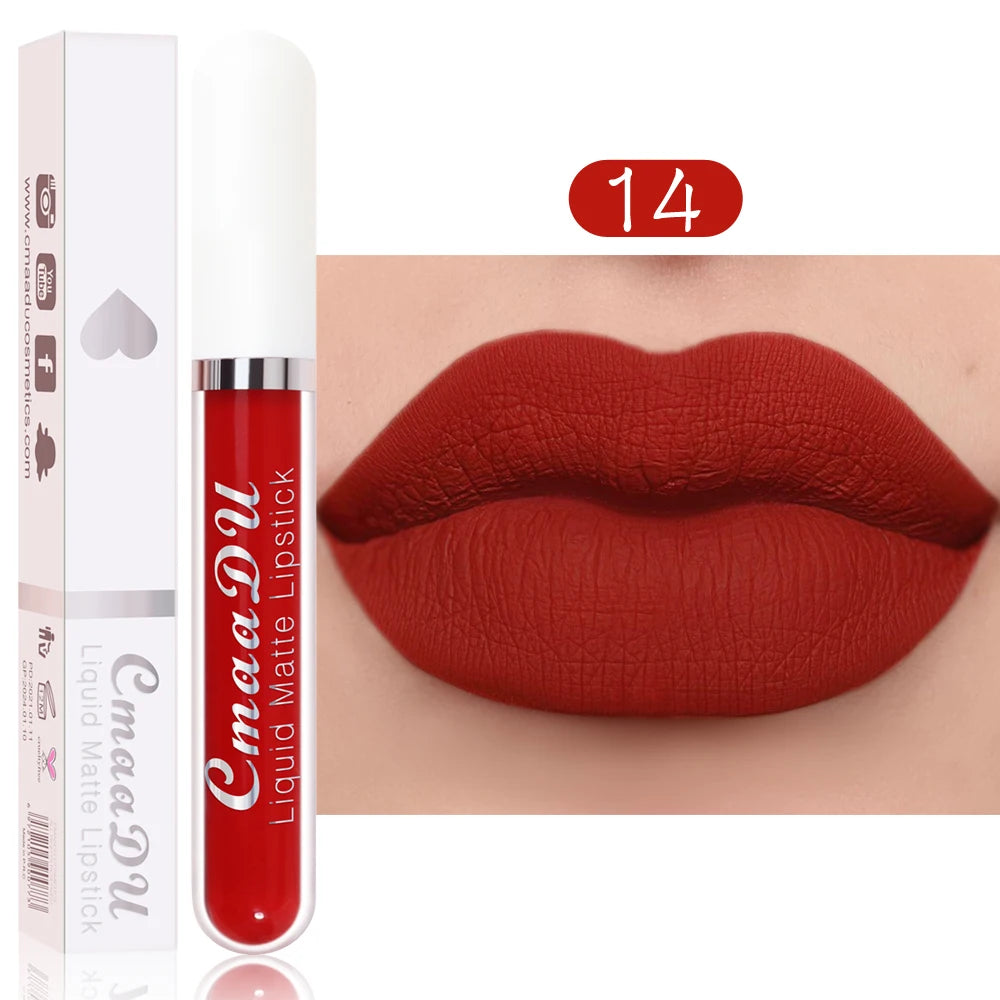 CmaaDu 1 Pcs Matte Lip Gloss Liquid Lipstick- Lip Stains with Long-Lasting Waterproof, Adult Age Range, Red Tones Easy to Color Oasis Select 14