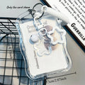 Kawaii Wavy Edge Clear Card Holder with Star Keychain Transparent ID Badge Holder for Student Bus Card & Credit Card Storage Oasis Select White