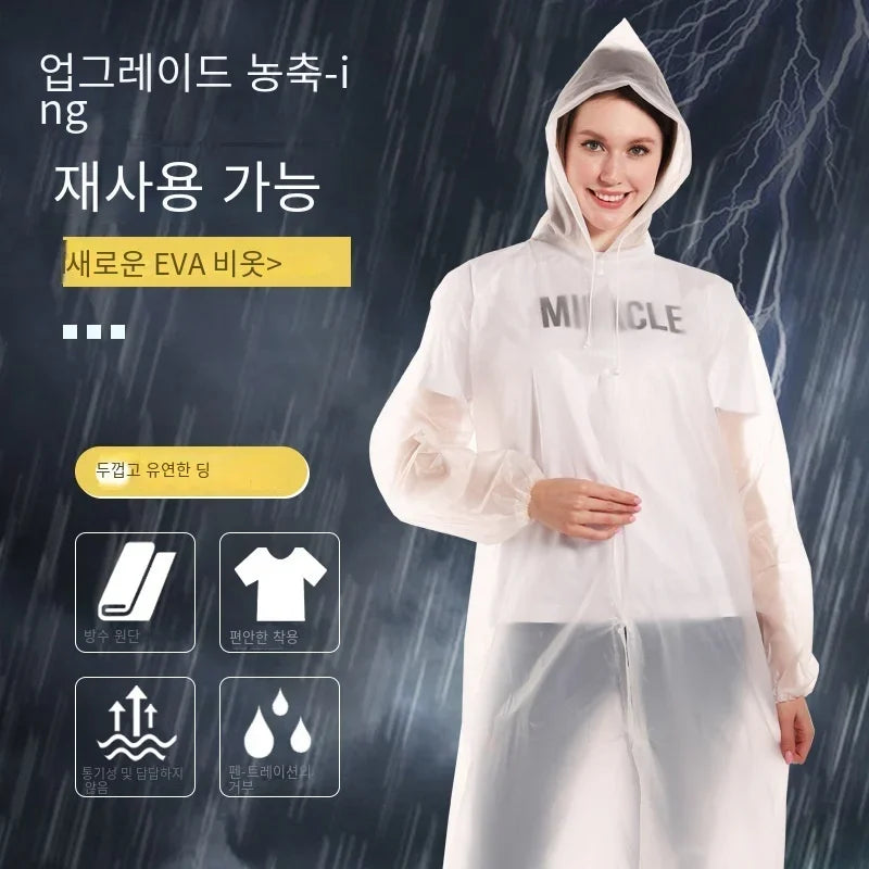 High Quality 1piece 145*68CM EVA Unisex Raincoat Thickened Raincoat Women Waterproof Men Black Camping Waterproof Rainwear Suit Oasis Select