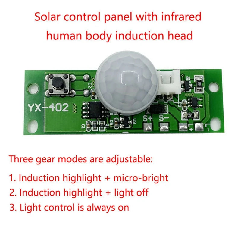 Solar Night Light Circuit Board Control Sensor Solar Wall Light Control Panel PCB Lithium Battery Charger Induction Distance Oasis Select