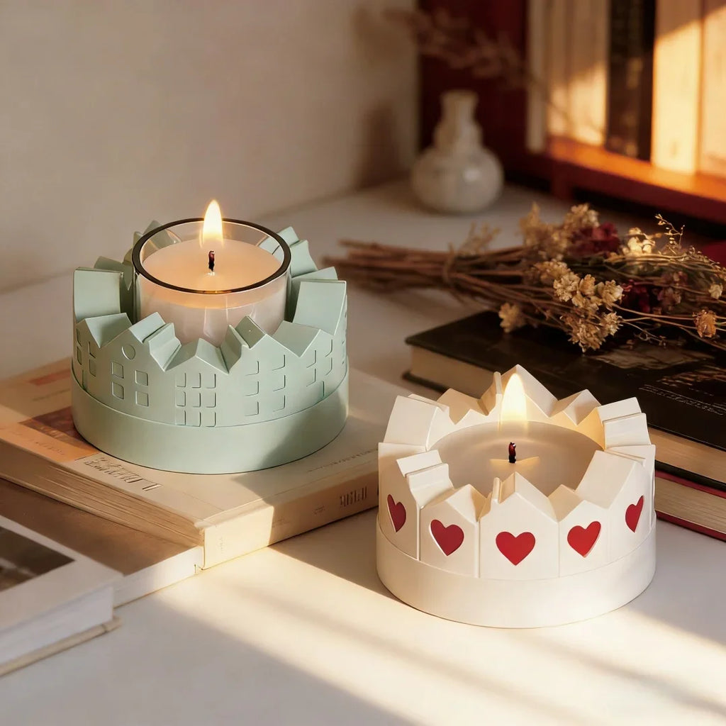 DIY Home Decor Round Candle Holder Silicone Mold Love Ring House Flowerpot Making Plaster Resin Molds Storage Container Casting Oasis Select