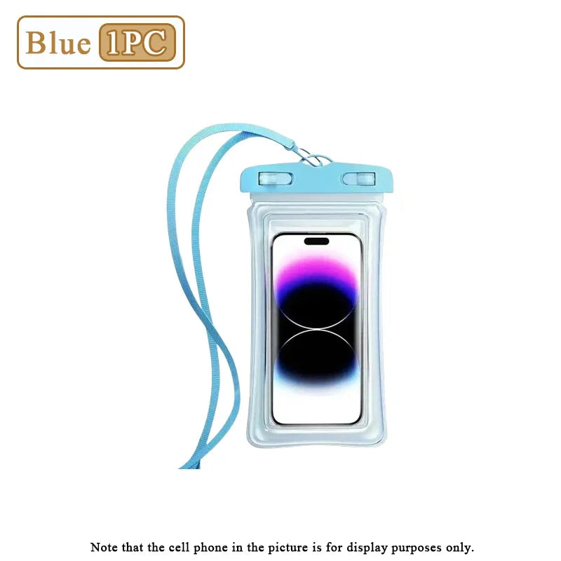 1-20PCS High Transparency Waterproof Phone Pouch with Air Cushion Floating Touch Screen Compatible for Swimming Rafting Beach Oasis Select Blue-1PC