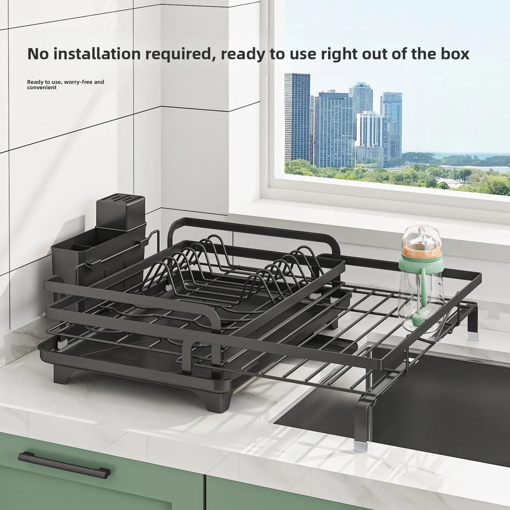 Kitchen Drain Dish Rack Countertop Tableware Cup Storage Rack Multifunctional Retractable Tableware Storage Rack Oasis Select