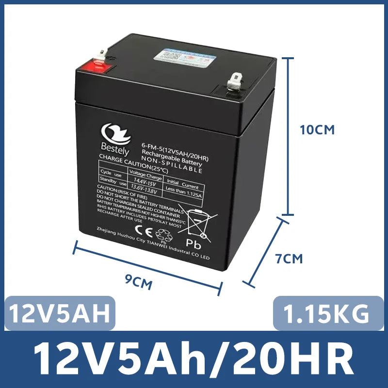 6V/12V Fit Toy Cars Rechargeable Battery for Kids' Electric Toys 5Ah/7Ah/8Ah/12Ah High Capacity, Motorcycles & Baby Strollers Oasis Select 12V 5Ah Battery