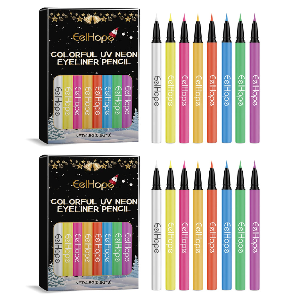 8-Color Neon UV Glow Eyeliner Set – Waterproof Body & Face Art