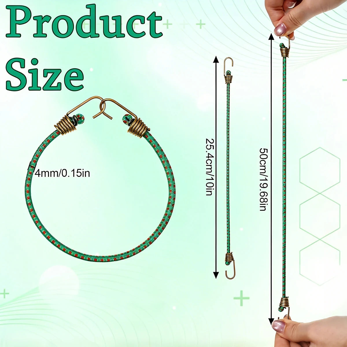 3/6/12 PCS Latex Bungee Cords with Steel Hooks Stretchy Elastic Straps for Tarp Canopy Motorcycle Cargo Party Ornament Hanging Oasis Select