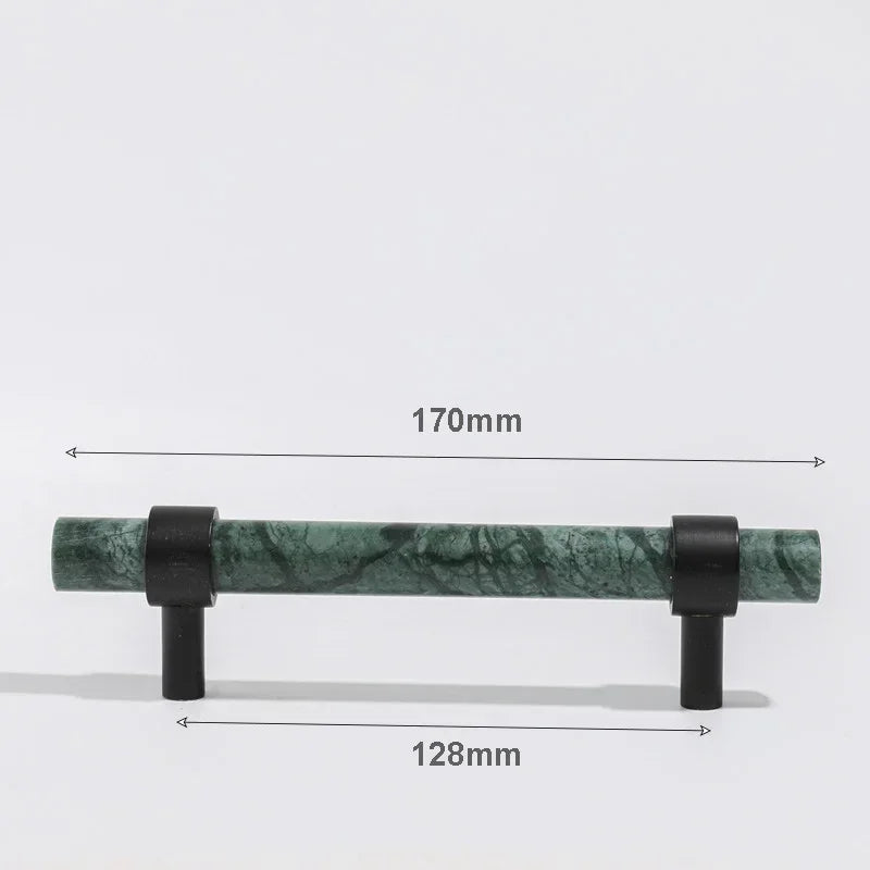 Green Cabinet Marble Handle Black Brass Hardware Wardrobe Pull Natural Stone Drawer Knobs Furniture Bar Oasis Select green 170mm
