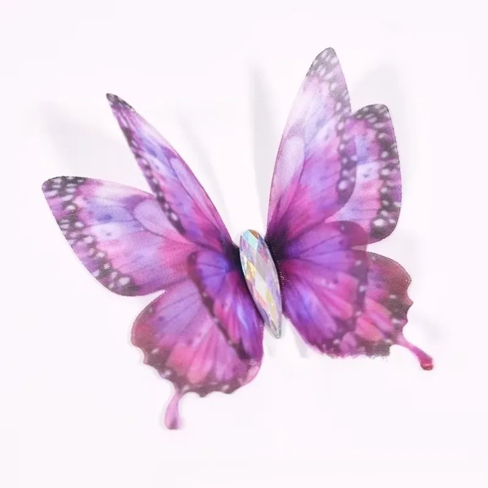 50Pcs 3D Organza Fabric Butterfly Appliques Double-layer Gradient Color Simulation Mesh Butterfly Patch Translucent Oasis Select 2-09