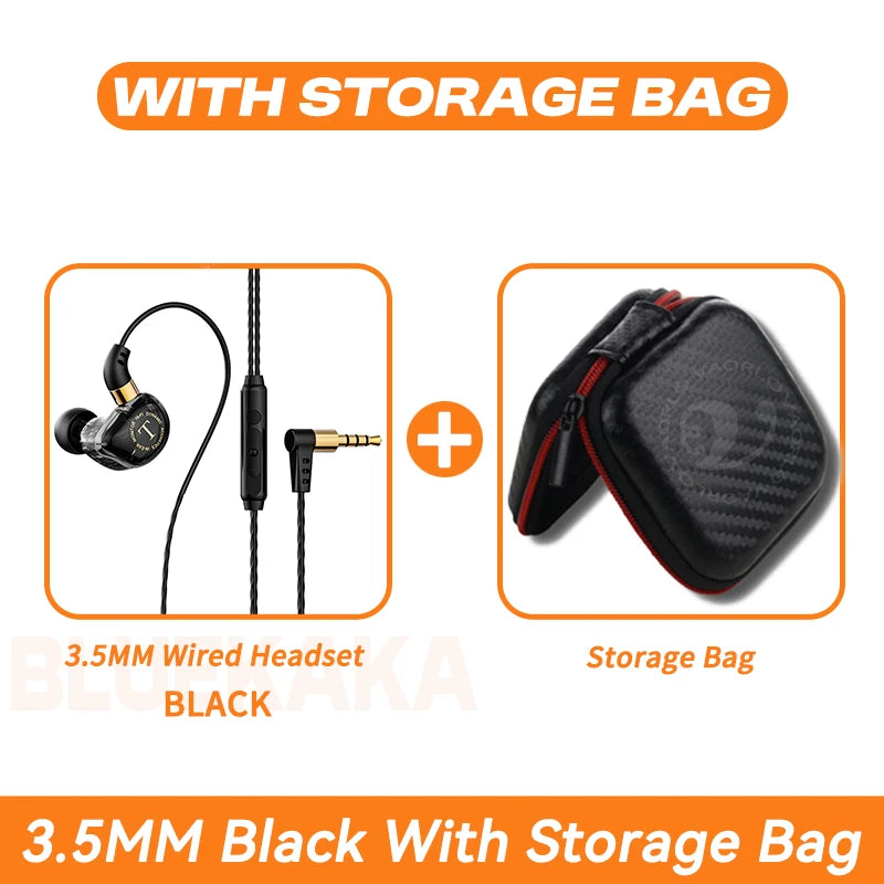 9D Surround HIFI Heavy Bass Wired Earphones Dynamic Music Headset With Mic Earbuds 3.5MM In Ear Wired Race Gaming Headphone Oasis Select Black With Bag