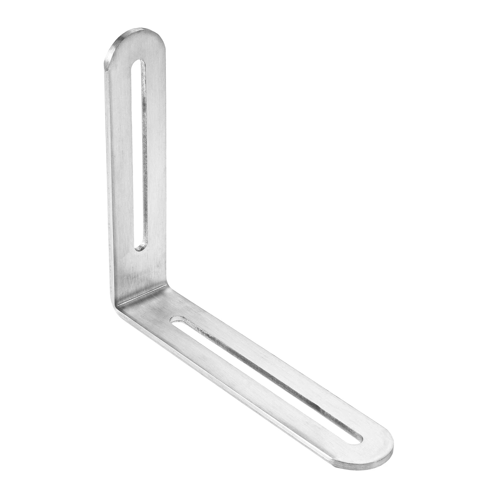 4Pcs 3mm Thick Multi-Size Heavy Duty Furniture Shelf Wall Support ,Silver Stainless Steel 90° Slotted Corner Braces with Screws Oasis Select