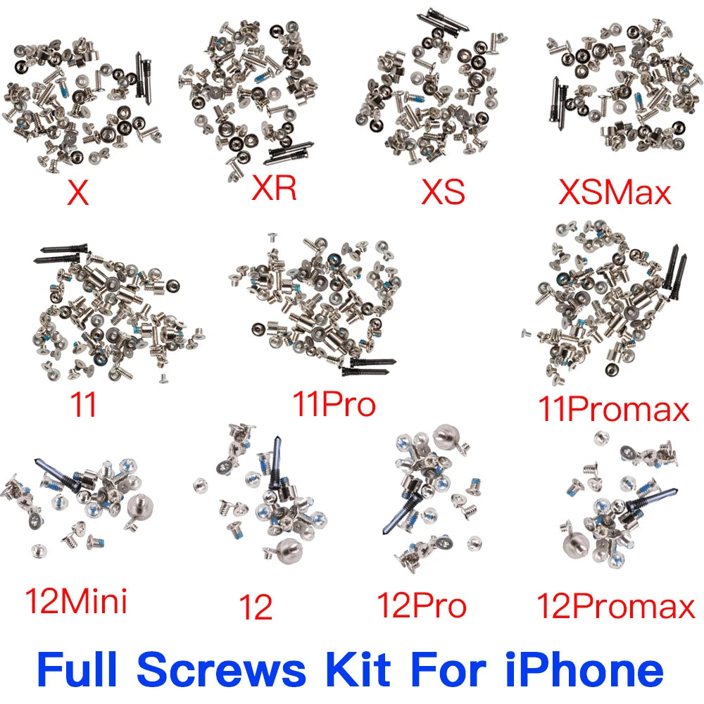 iPhone X XR XS 11 12 Pro Max Inner Full Screw Replacement Set