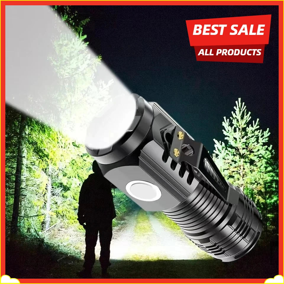 LED Strong Light Flashlight Rechargeable Multi functional for Long Range Portable Outdoor Home Mini Flashlight Cap Clip Light Oasis Select