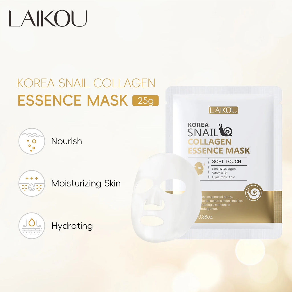 LAIKOU Snail Mucin Sheet Mask – Anti-Aging, Pores & Hydration Sheet Face Mask Oasis Select 20pcs