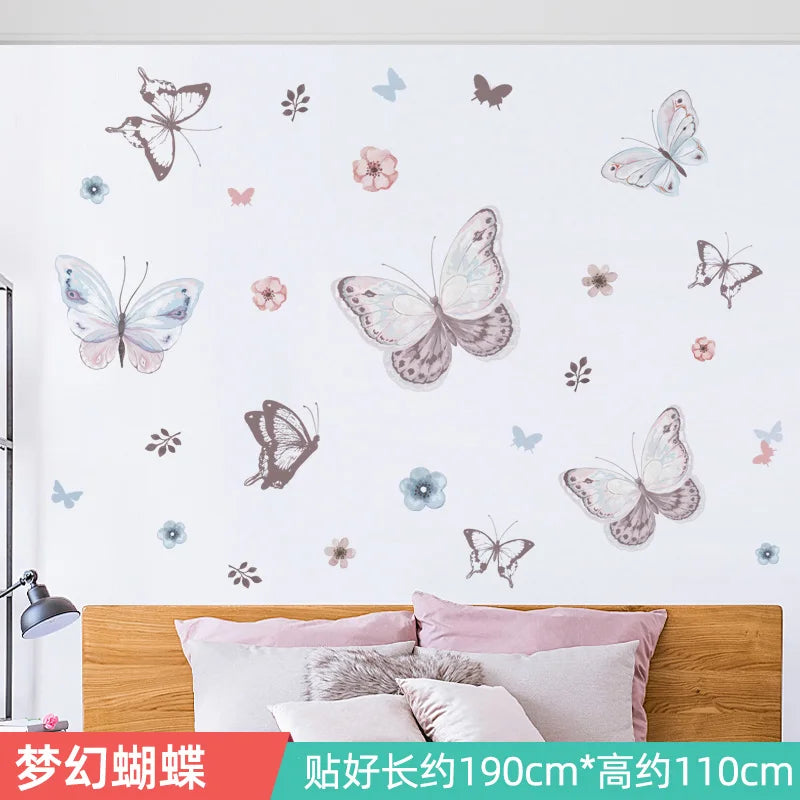 Ink Smudge Light Blue Mountain Background Wall Decoration Stickers Bedroom Bedside Chinese Artistic Conception Wall Stickers Oasis Select 3