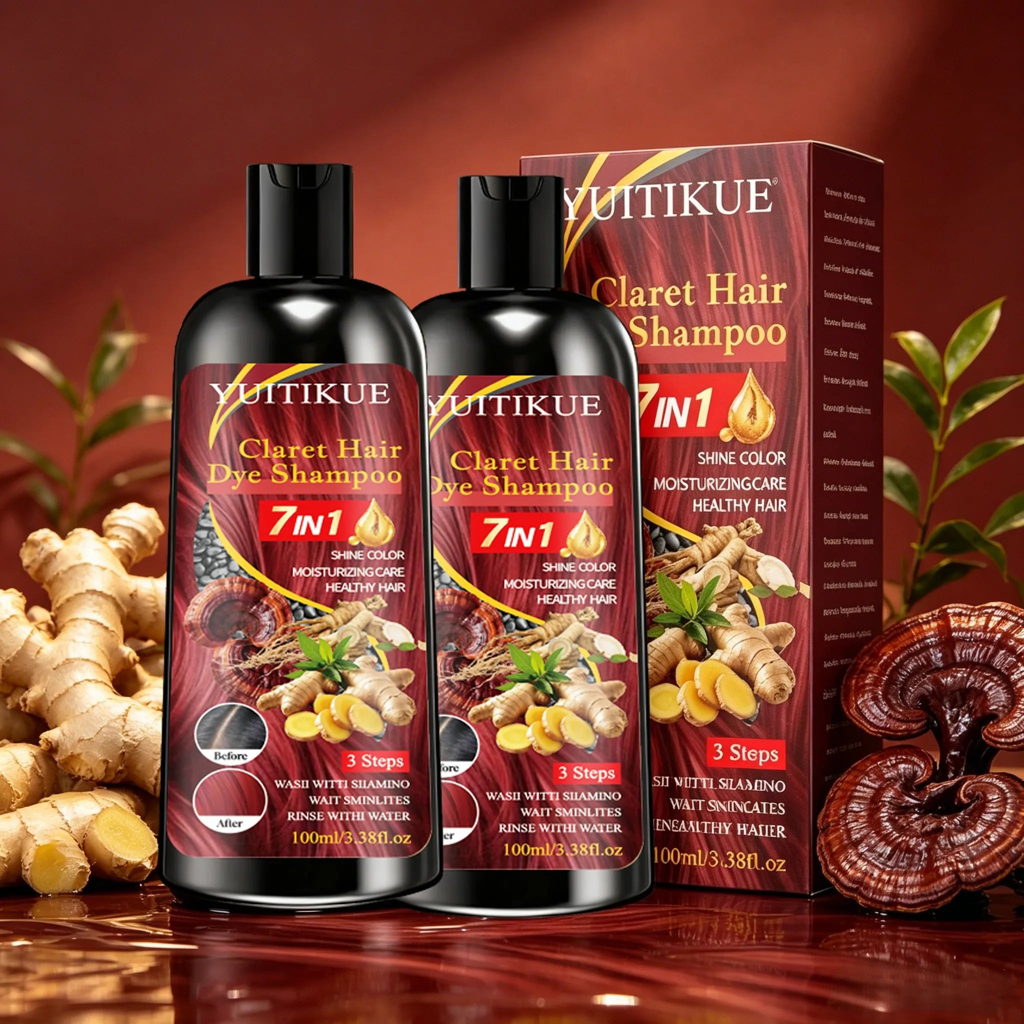 YUITIKUE Claret 7-in-1 Color Shampoo – Hair Dye & Nourish