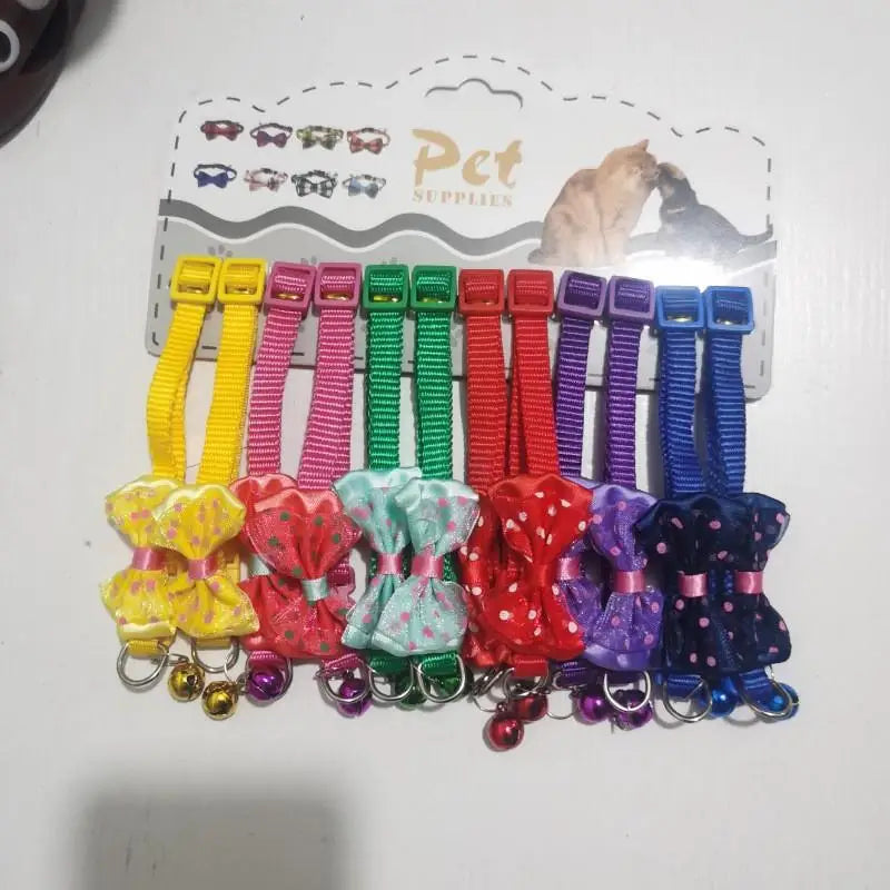 12Pcs 6 Colors Pet Cat Puppy Buckle Collar With Bell Footprint Mix Color Anti-Lost Dog Collars Pet Accessories Oasis Select A10
