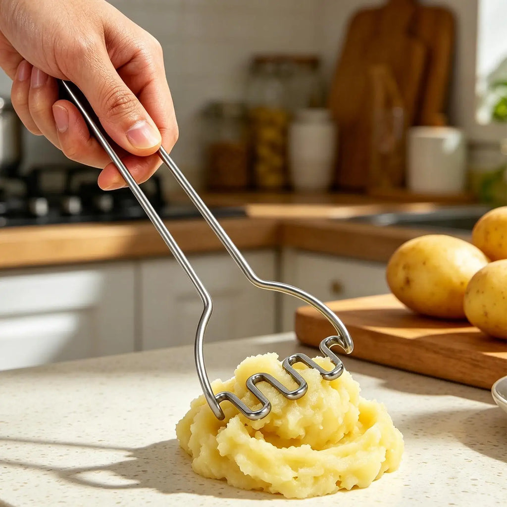 1PC stainless steel kitchen gadget potato masher press cooking tool mashed potatoes wavy pressure Kitchen Gadget accessories Oasis Select