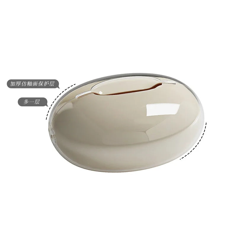 Creative Desktop Tissue Box Household High-end Art Tissue Box Living Room Tea Table Water Drop Paper Box Tissue Boxes Oasis Select Milky double layer