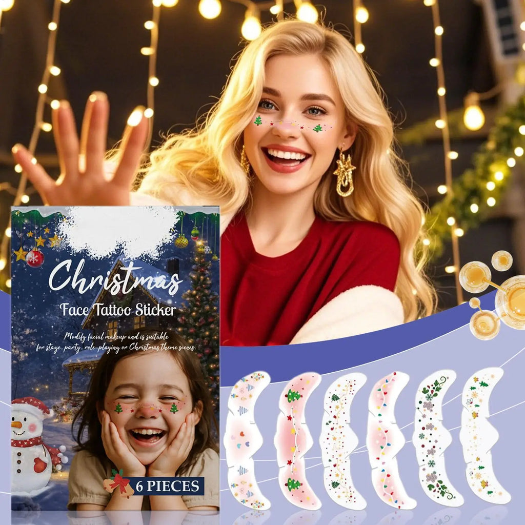 6pcs Christmas Tattoo Makeup Patches Fake Freckles Temporary Tattoo Stickers Face Tattoos Glittering Star Freckle Stickers Oasis Select