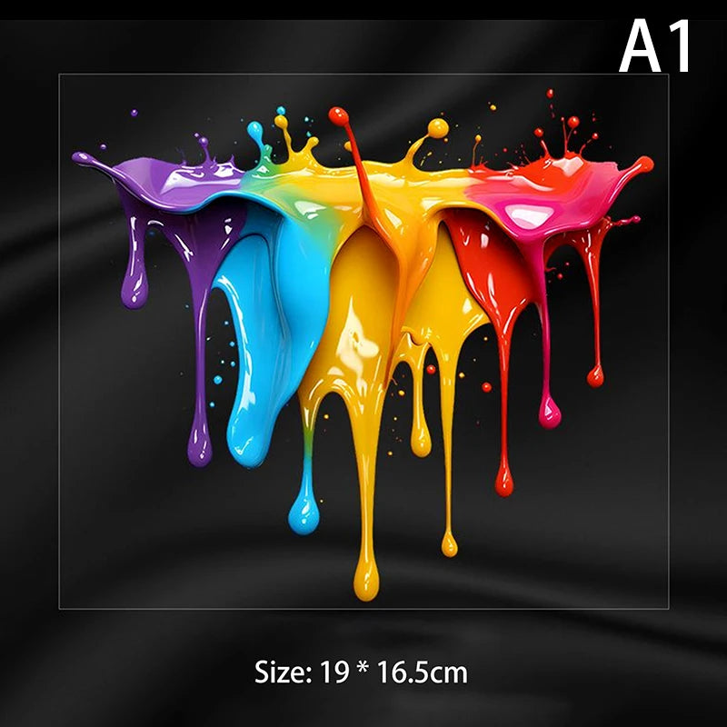 Car Interior Stickers With Dopamine Coloured Fluid Paint Vinyl For Reflective Car Fuel Tank Window Decal Stickers Oasis Select A1-L