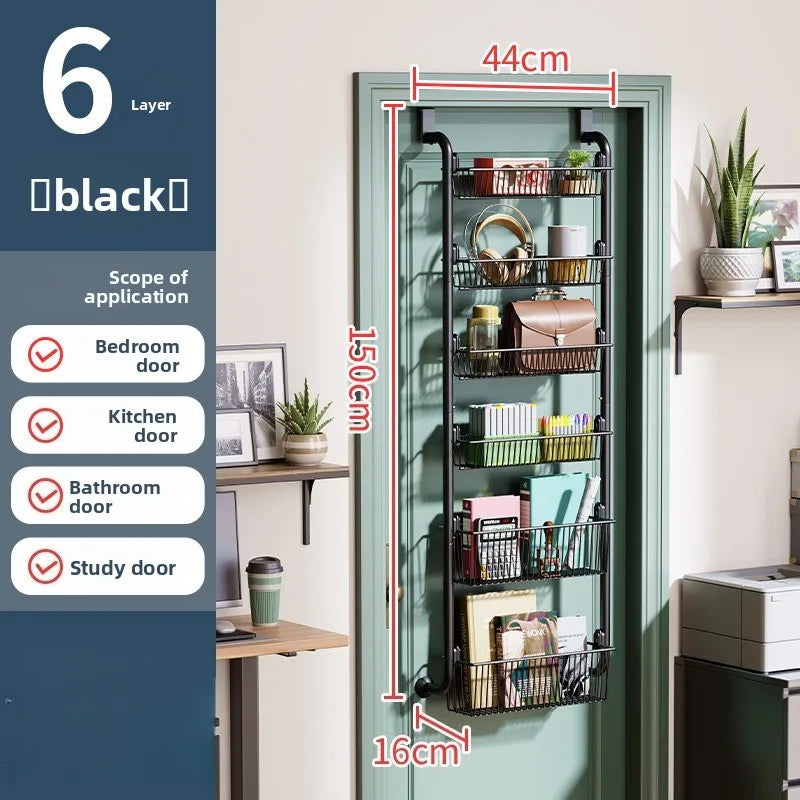 bedroom door rear hanger, door rear hook, door rear hanging basket, door rear storage rack, clothing, stationery Oasis Select 6 layers of black