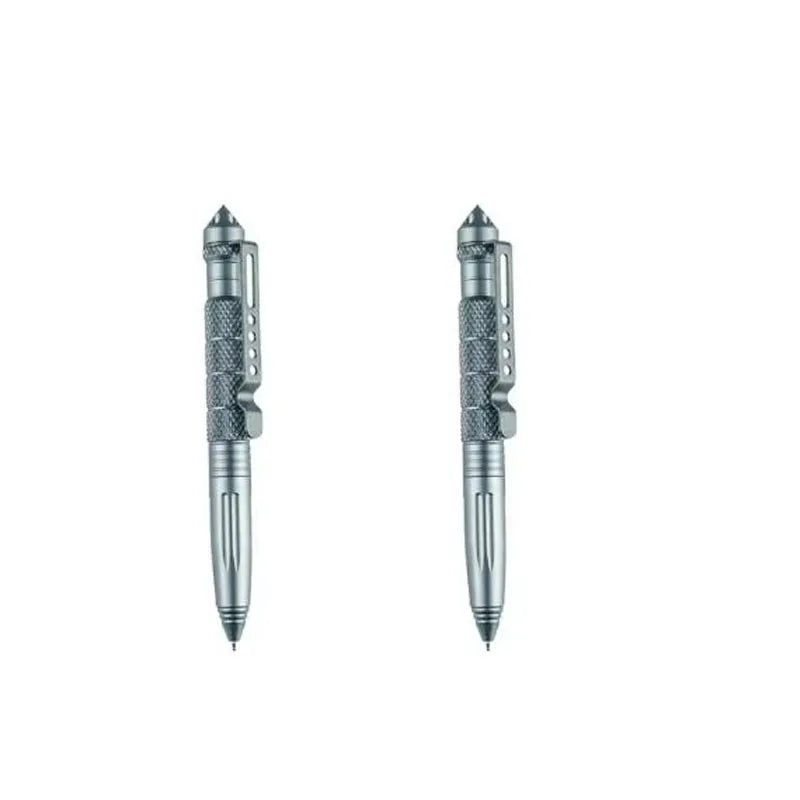 1/2pcs High Quality Metal Military Tactical Pen School Student Ballpoint Pens Emergency Glass Breaker Self Defense Supplies Oasis Select 2pcs grey