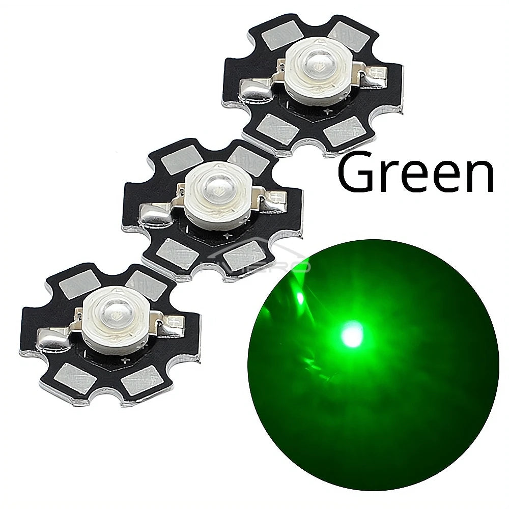 3W High Power LED Chip Beads 10/20 Pack + 20mm Star PCB