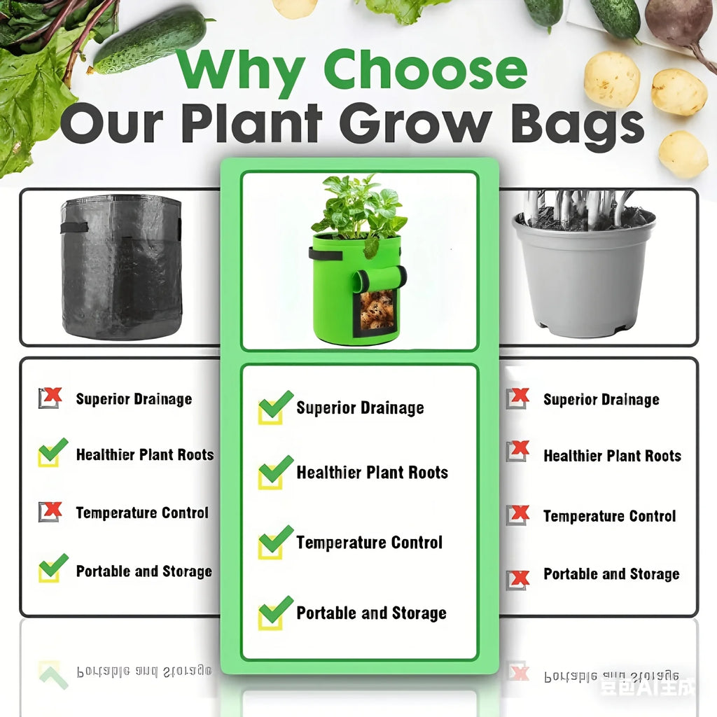 1PC Felt Potato Planting Bag Large Diameter Vegetable Plant Seedling Bag Non-Woven Felt Potato Growing Bucket Oasis Select