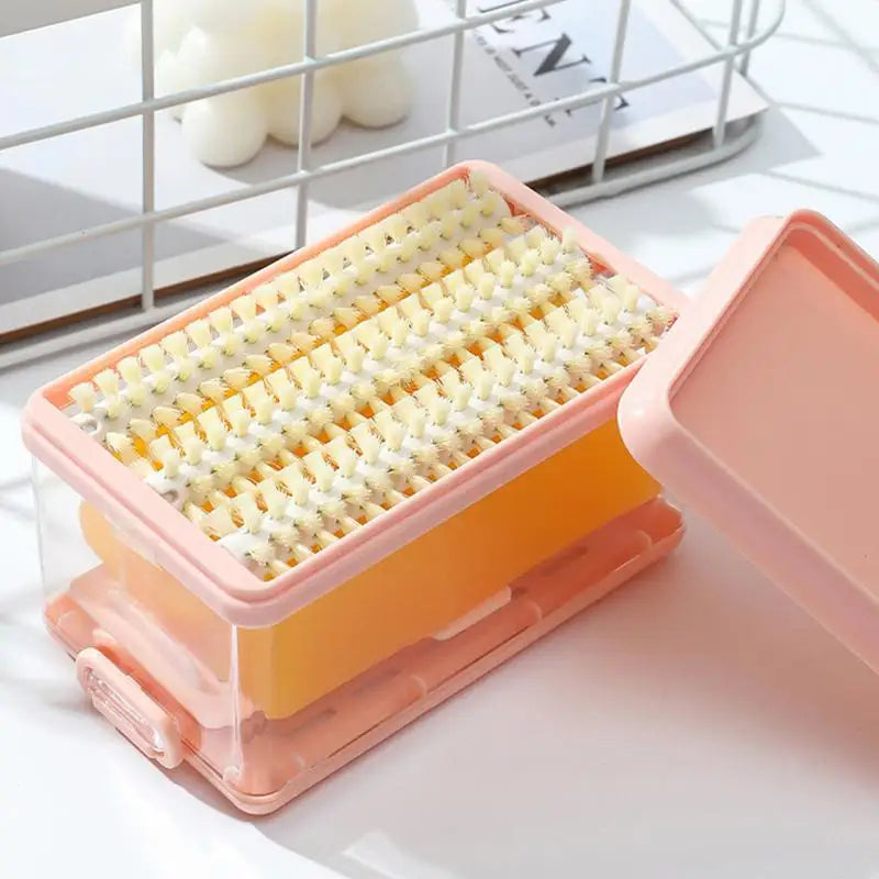 Soapbar Case Soapbar Drainer Dishes Holder Transparent Soapbar Storage Laundry Soapbar Case With Lid & Roller Foaming Brush Oasis Select