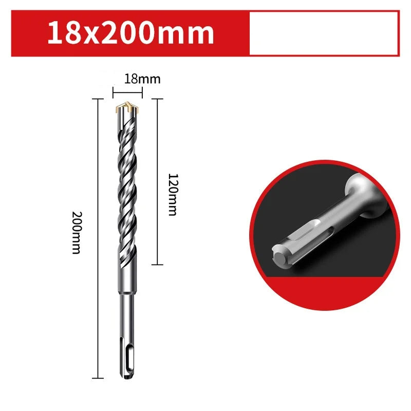 110/150/200mm Electric Hammer Drill Bits Cross Type Tungsten Steel Alloy SDS Plus for Masonry Concrete Rock Stone Oasis Select 18-200mm