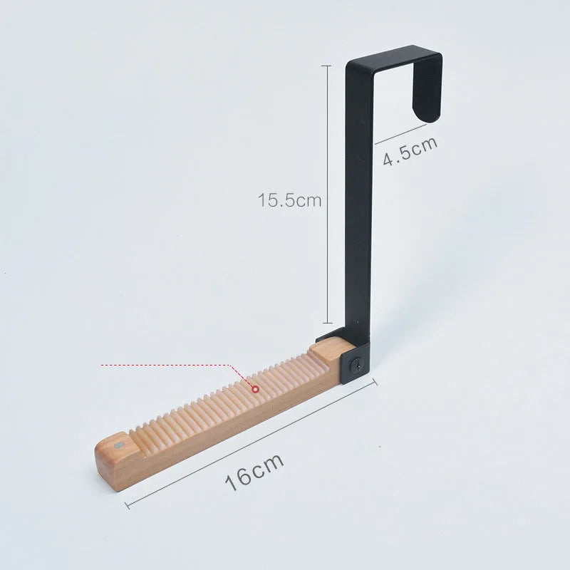 Wall-mounted Door Rear Hanger Metal No Punching Wood Metal Folding Hook Clothes Scarves Hanger Coat Hat Storage Hanging Hook Oasis Select Black