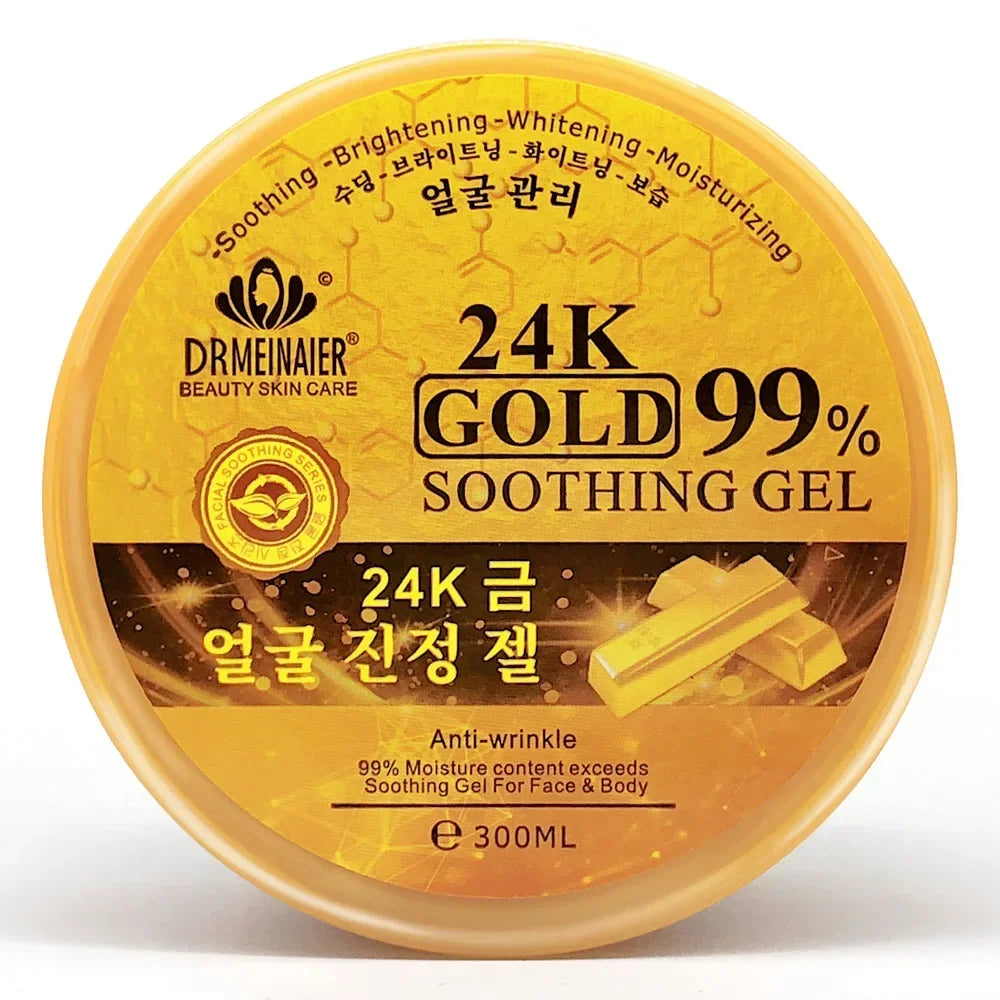 300ml 24K Gold Soothing Facial Gel Moisturizing Wrinkle Free Skin Care Lightening Oil-control Acido Clicolico Exfoliate Cream Oasis Select